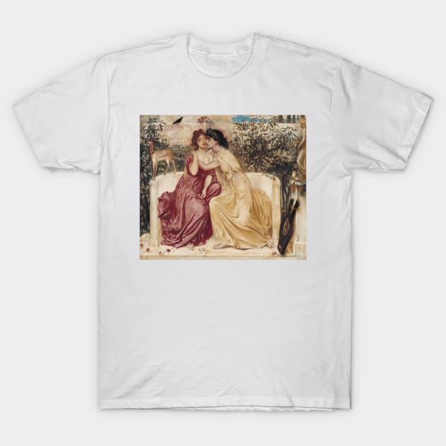 Sappho and Erinna in a Garden at Mytilene (1864) by Simeon Solomon T-Shirt by Naves